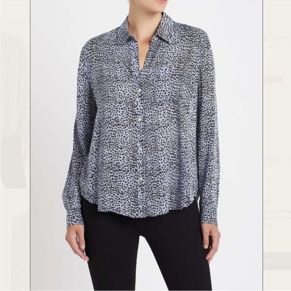 Rails Anna Blue Lynx Patterned Button Down Shirt - Picture 1 of 9
